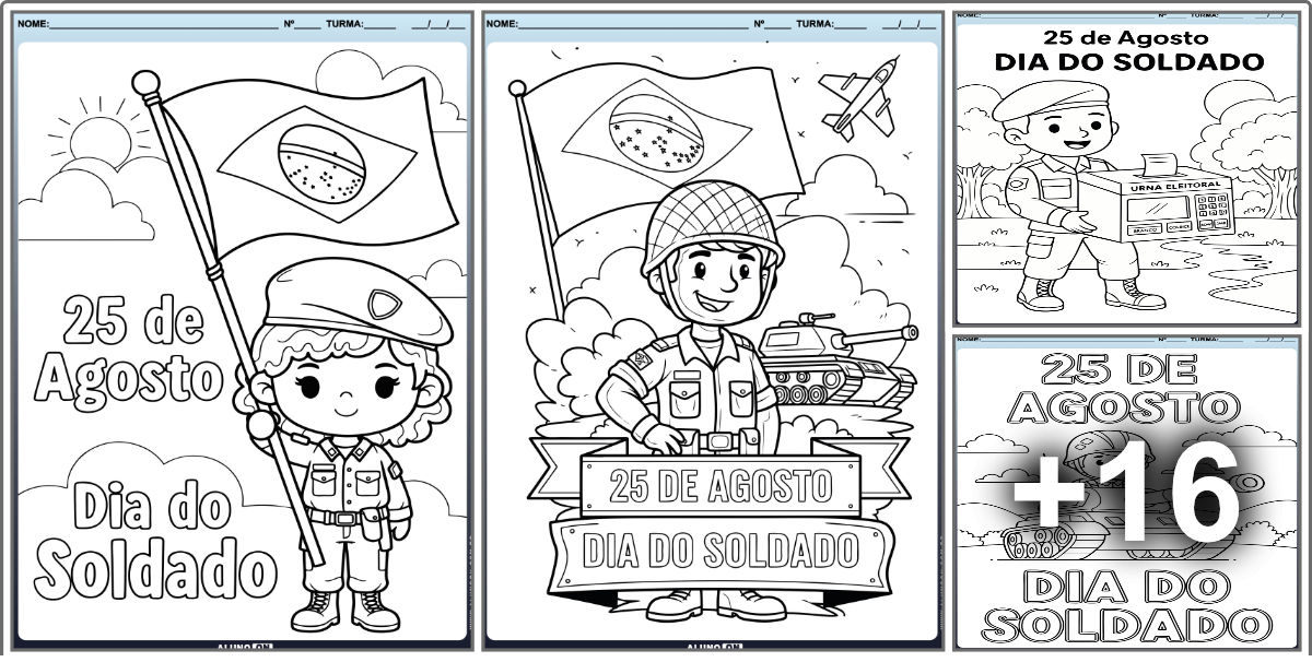 Desenhos do Dia do Soldado para Imprimir e Colorir